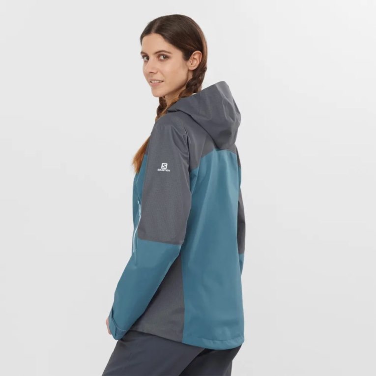 Blue / Dark Grey Salomon Outline GTX Hybrid Women's Shell Jackets | IE OT8097